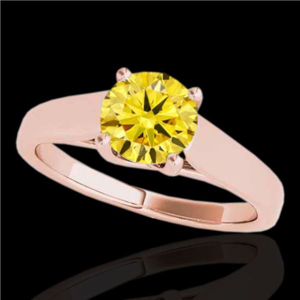 1.5 ctw Certified SI/I Fancy Intense Yellow Diamond Ring 10k Rose Gold - REF-327H3R