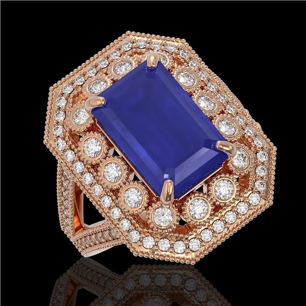 7.11 ctw Certified Sapphire & Diamond Victorian Ring 14K Rose Gold - REF-171K5Y