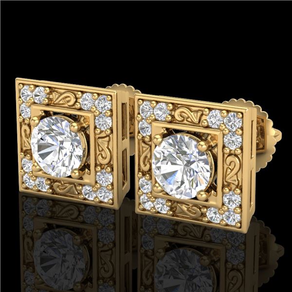 1.63 ctw VS/SI Diamond Solitaire Art Deco Stud Earrings 18k Yellow Gold - REF-254W5H