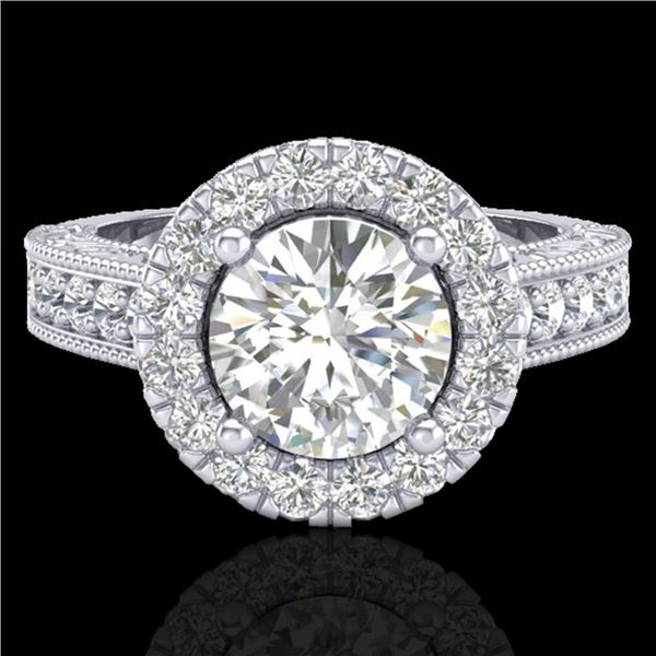 2.25 ctw Vintage VS/SI Diamond Halo Ring 14k White Gold - REF-541W8H