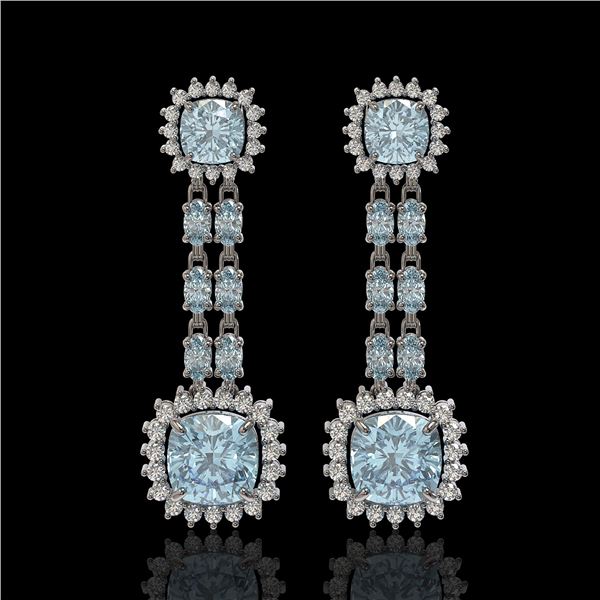 19.64 ctw Sky Topaz & Diamond Earrings 14K White Gold - REF-222H5R