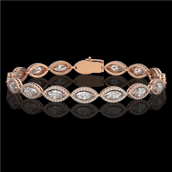 10.61 ctw Marquise Cut Diamond Micro Pave Bracelet 18K Rose Gold - REF-1459N6F