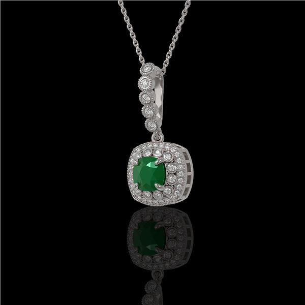 2.55 ctw Certified Emerald & Diamond Victorian Necklace 14K White Gold - REF-100N2F