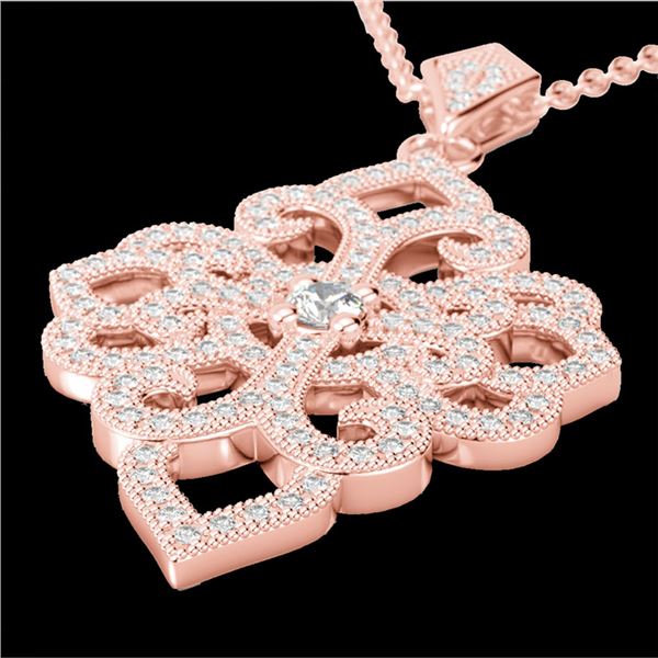 1.40 ctw Micro Pave VS/SI Diamond Designer Necklace 14k Rose Gold - REF-130F9M