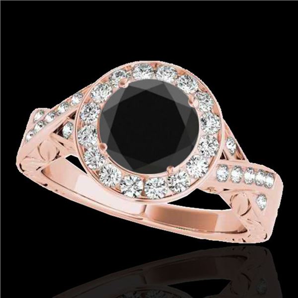 1.75 ctw Certified VS Black Diamond Solitaire Halo Ring 10k Rose Gold - REF-61N4F