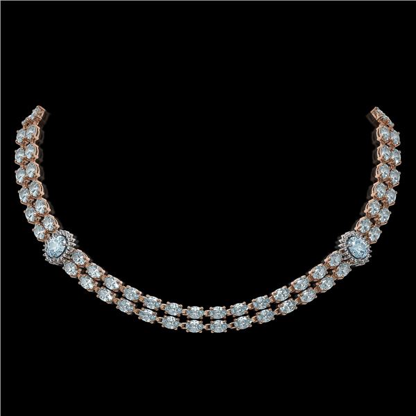 39.28 ctw Sky Topaz & Diamond Necklace 14K Rose Gold - REF-454Y5X