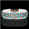 Image 2 : 18.05 ctw Turquoise & Diamond Bracelet 10K Rose Gold - REF-227K3Y