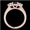 Image 2 : 2 ctw Certified VS Black Diamond 3 Stone Solitaire Ring 10k Rose Gold - REF-163F6M