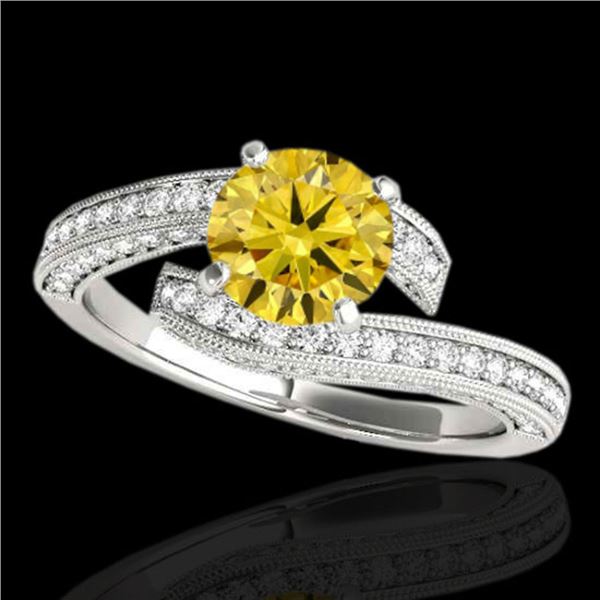 2 ctw SI/I Fancy Intense Yellow Diamond Bypass Ring 10k White Gold - REF-259N3F