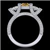 Image 3 : 2.3 ctw Intense Fancy Yellow Diamond Micro Pave Ring 18k White Gold - REF-236Y4X