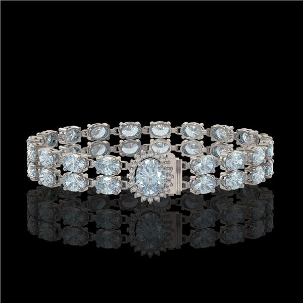 29.32 ctw Sky Topaz & Diamond Bracelet 14K White Gold - REF-218M2G