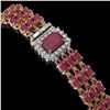 Image 2 : 28.74 ctw Ruby & Diamond Bracelet 14K Rose Gold - REF-318W2H