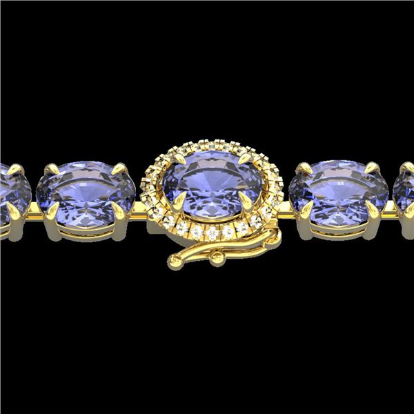 19.25 ctw Tanzanite & Diamond Eternity Micro Bracelet 14k Yellow Gold - REF-234K5Y