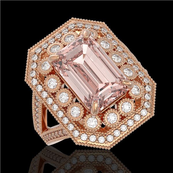 6.08 ctw Certified Morganite & Diamond Victorian Ring 14K Rose Gold - REF-226H4R