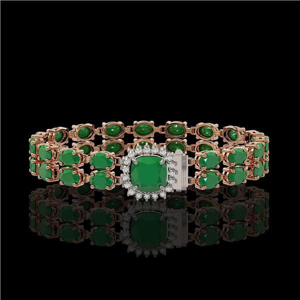 19.85 ctw Emerald & Diamond Bracelet 14K Rose Gold - REF-245N5F