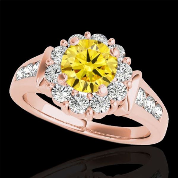 1.9 ctw Certified SI/I Fancy Intense Yellow Diamond Ring 10k Rose Gold - REF-216H8R