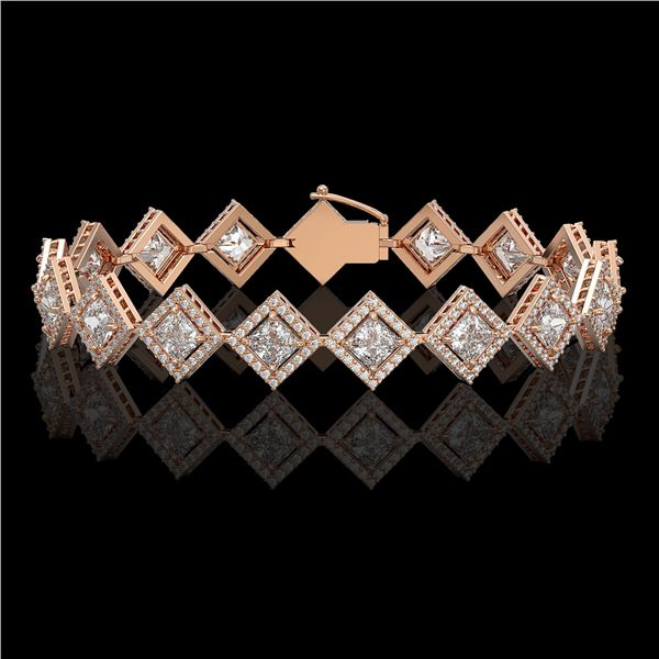 11.7 ctw Princess Cut Diamond Micro Pave Bracelet 18K Rose Gold - REF-1611M3G