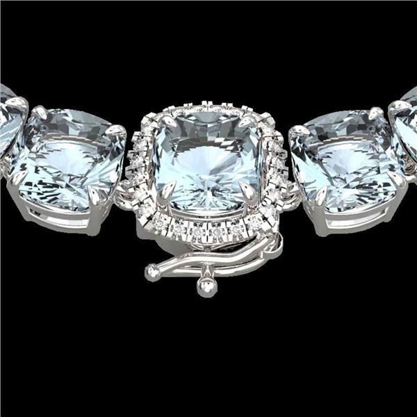 87 ctw Sky Blue Topaz & VS/SI Diamond Micro Necklace 14k White Gold - REF-286M2G