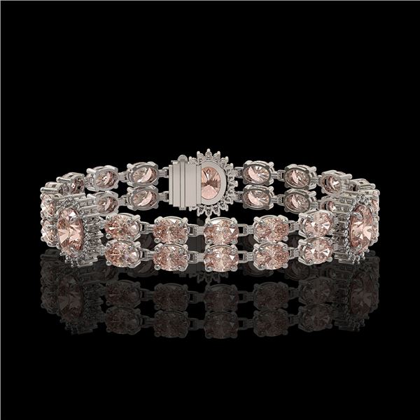 17.3 ctw Morganite & Diamond Bracelet 14K White Gold - REF-302N2F