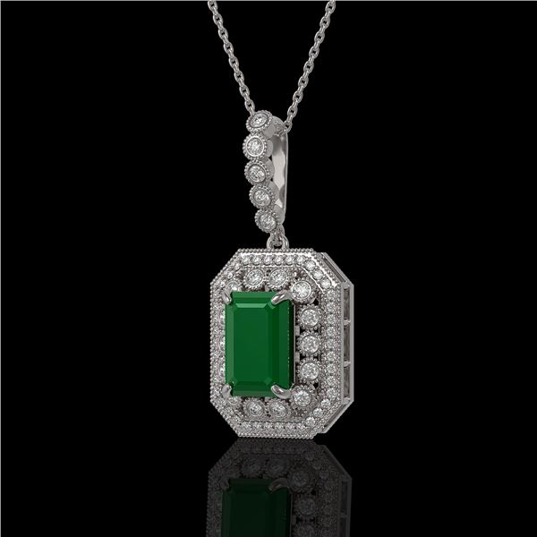 7.18 ctw Certified Emerald & Diamond Victorian Necklace 14K White Gold - REF-172F8M