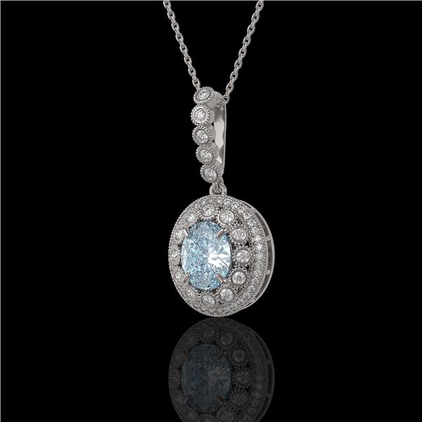 3.82 ctw Aquamarine & Diamond Victorian Necklace 14K White Gold - REF-136H8R