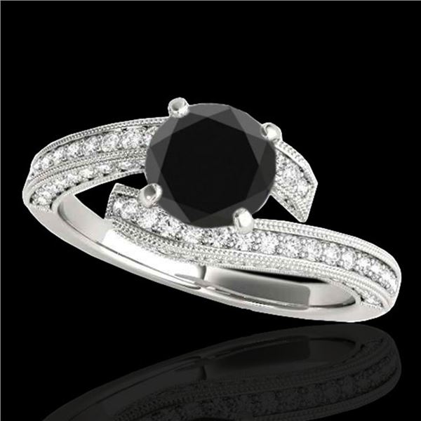 1.75 ctw Certified VS Black Diamond Bypass Solitaire Ring 10k White Gold - REF-66R8K