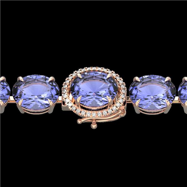 75 ctw Tanzanite & Micro Pave Diamond Bracelet 14k Rose Gold - REF-1236M4G