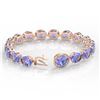 Image 3 : 75 ctw Tanzanite & Micro Pave Diamond Bracelet 14k Rose Gold - REF-1236M4G