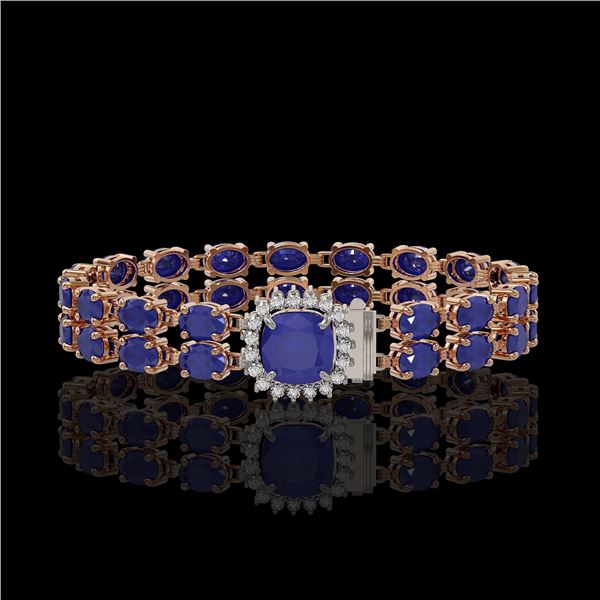 19.85 ctw Sapphire & Diamond Bracelet 14K Rose Gold - REF-245M5G