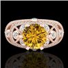 Image 2 : 2 ctw Intense Yellow Diamond Engagment Art Deco Ring 18k Rose Gold - REF-436G4W