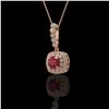 Image 1 : 2.55 ctw Certified Ruby & Diamond Victorian Necklace 14K Rose Gold - REF-100X2A