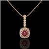 Image 2 : 2.55 ctw Certified Ruby & Diamond Victorian Necklace 14K Rose Gold - REF-100X2A