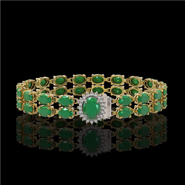 30.12 ctw Emerald & Diamond Bracelet 14K Yellow Gold - REF-336F4M