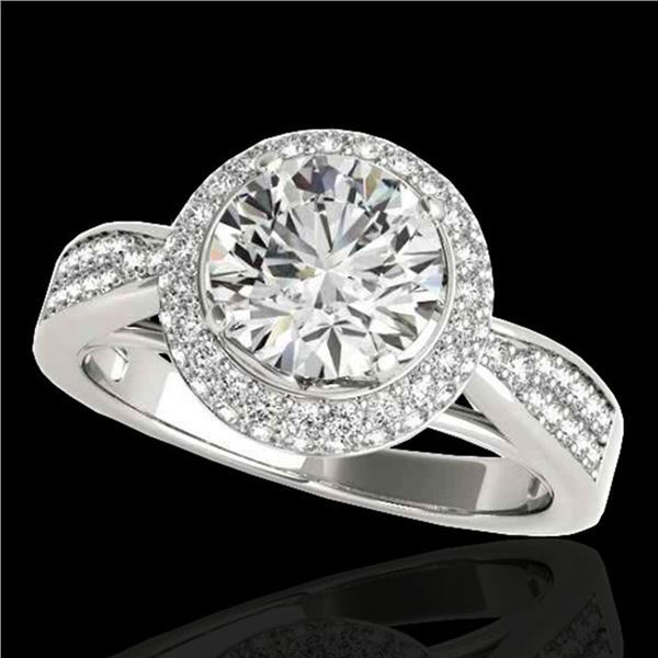 1.65 ctw Certified Diamond Solitaire Halo Ring 10k White Gold - REF-204X5A