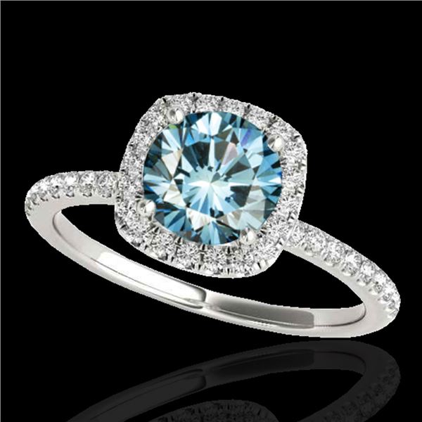 1.25 ctw SI Certified Fancy Blue Diamond Halo Ring 10k White Gold - REF-129W5H