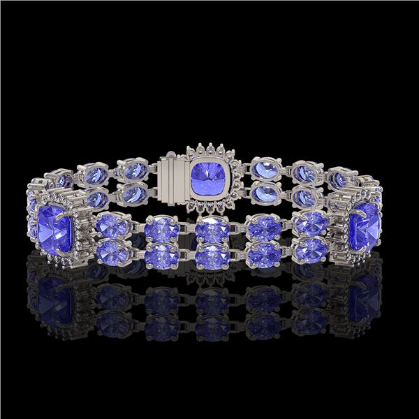 19.6 ctw Tanzanite & Diamond Bracelet 14K White Gold - REF-323Y8X