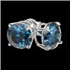 Image 3 : 2.11 ctw Certified Intense Blue Diamond Stud Earrings 10k White Gold - REF-181F6M