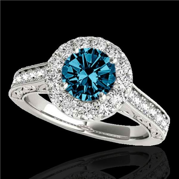 2.22 ctw SI Certified Fancy Blue Diamond Halo Ring 10k White Gold - REF-211N4F