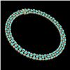 Image 2 : 28.79 ctw Turquoise & Diamond Necklace 10K Yellow Gold - REF-427X3A
