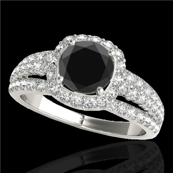 2 ctw Certified VS Black Diamond Solitaire Halo Ring 10k White Gold - REF-76A5N