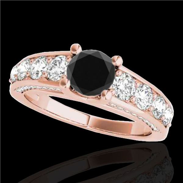 2.55 ctw Certified Black Diamond Solitaire Ring 10k Rose Gold - REF-121W4H