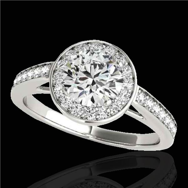 1.45 ctw Certified Diamond Solitaire Halo Ring 10k White Gold - REF-197K8Y