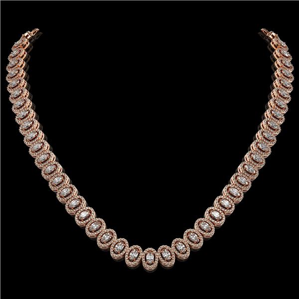 24.19 ctw Oval Cut Diamond Micro Pave Necklace 18K Rose Gold - REF-2092G6W