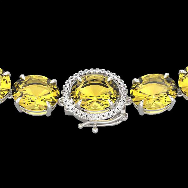 175 ctw Citrine & VS/SI Diamond Halo Micro Necklace 14k White Gold - REF-483X6A