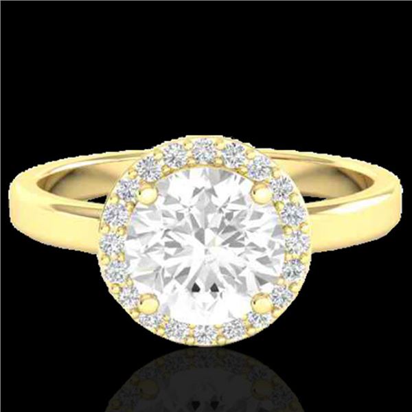 1.75 ctw Halo VS/SI Diamond Certified Micro Pave Ring 18k Yellow Gold - REF-490W9H