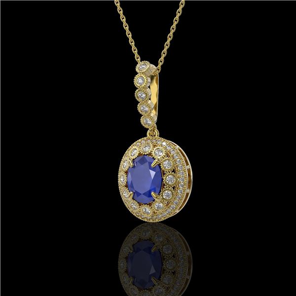 4.67 ctw Sapphire & Diamond Victorian Necklace 14K Yellow Gold - REF-123H6R