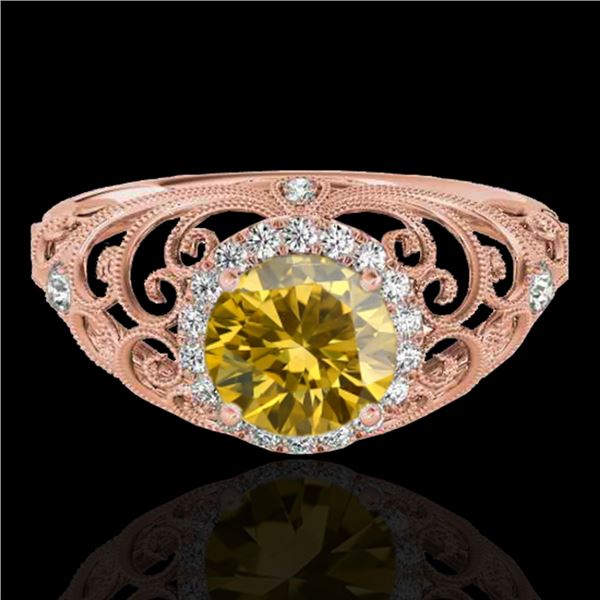 1.22 ctw Certified SI/I Fancy Intense Yellow Diamond Ring 10k Rose Gold - REF-177N3F