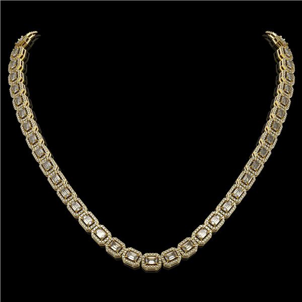 21.12 ctw Emerald Cut Diamond Micro Pave Necklace 18K Yellow Gold - REF-2509H6R