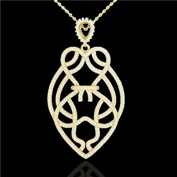 1.80 ctw Micro Pave VS/SI Diamond Heart Necklace 14k Yellow Gold - REF-178W2H