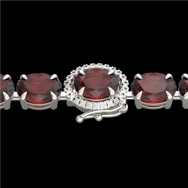 32 ctw Garnet & VS/SI Diamond Eternity Micro Bracelet 14k White Gold - REF-119A5N